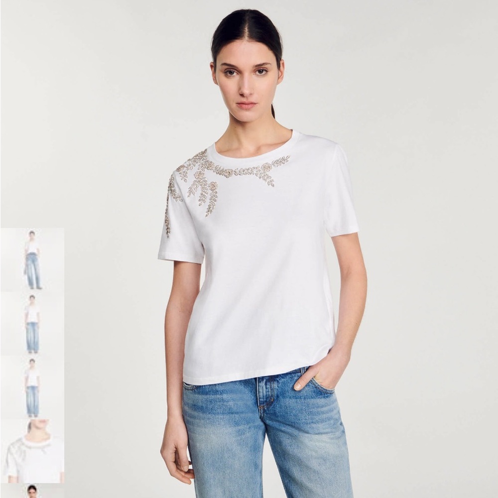 Sandro Rhinestone Embellished Tee NWT